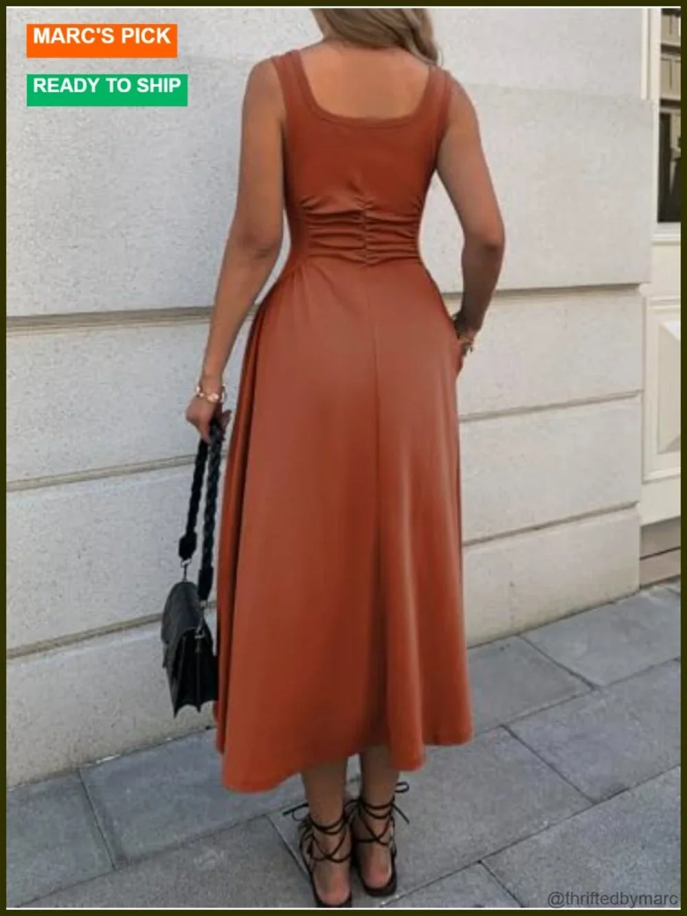 Square Neck Sleeveless Fitted Stretch Cotton Maxi Dress